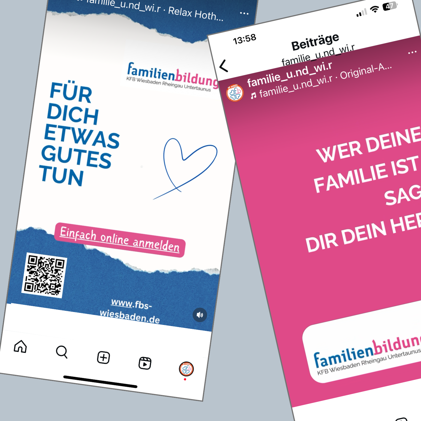 verschiedene Screenshots des Instagrammauftritts